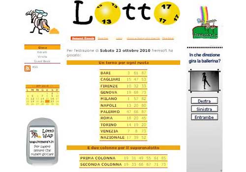 lotto.fremsoft.it - i numeri del lotto secondo fremsoft.it